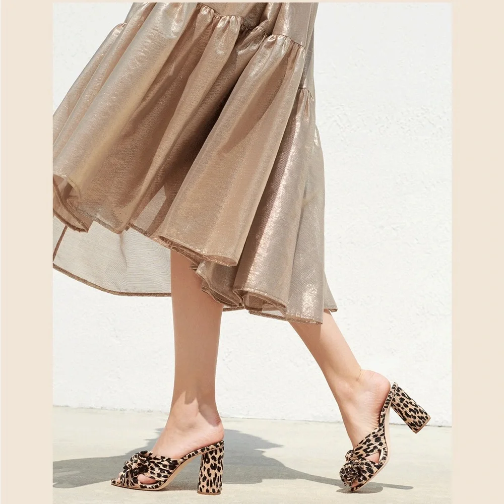 Loeffler Randall Penny Leopard Pleated Heel - Picture 4 of 8